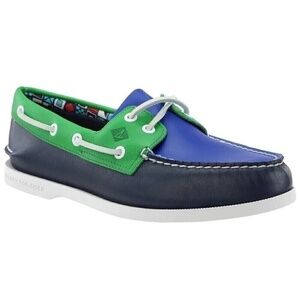 Sperry Top-Sider Boat Shoes – Men’s Size 10.5, Navy/Green/Blue Leather Slip-On